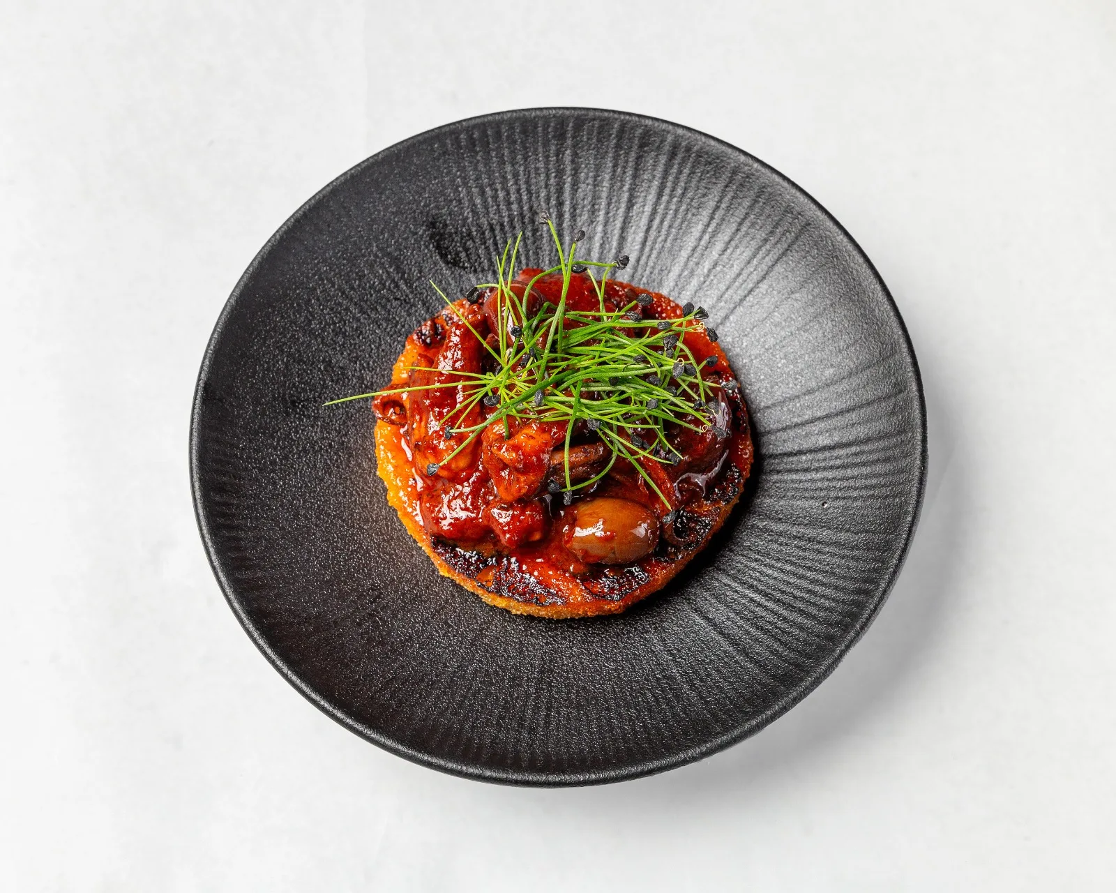 Polenta alla griglia con moscardini alla Luciana